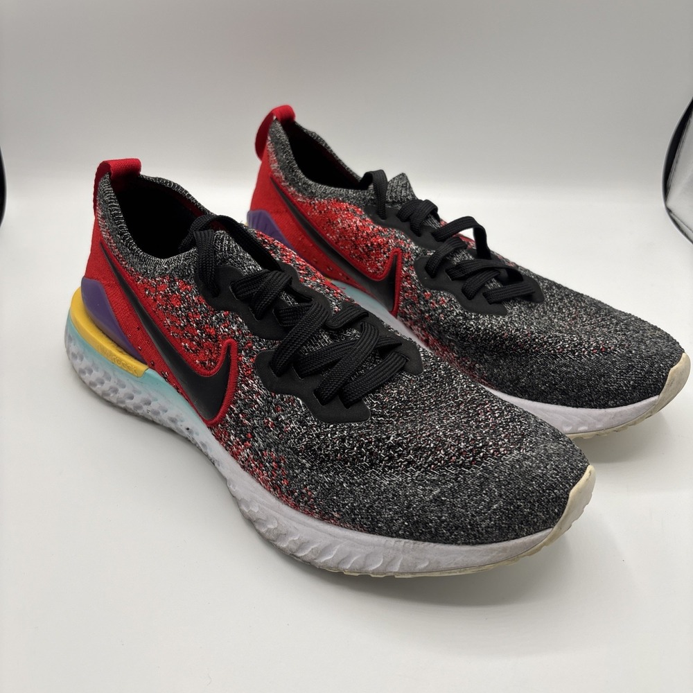 Nike Epic React Flyknit 2 Men's Size 8 US Black University Red Running Shoes